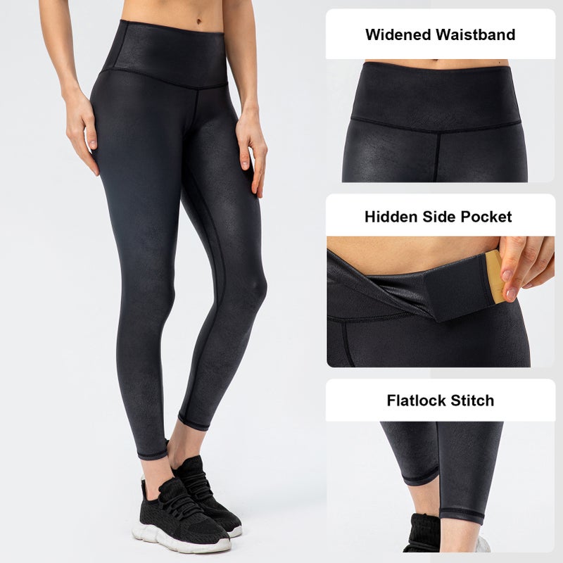 Women Yoga Leggings with Pocket Wide Waistband Workout Running Cycling Tight Sports Pants - Image 3