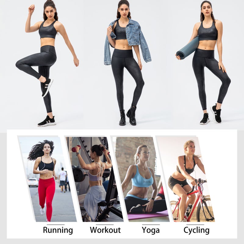 Women Yoga Leggings with Pocket Wide Waistband Workout Running Cycling Tight Sports Pants - Image 2