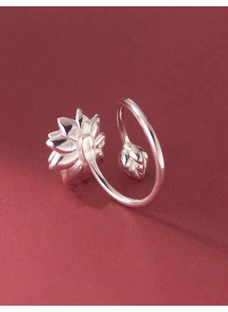 نيو ستايل خاتم نسائي بتصميم عصري وأنيق مطلي بالفضة 925 بمقاس موحد - Image 2