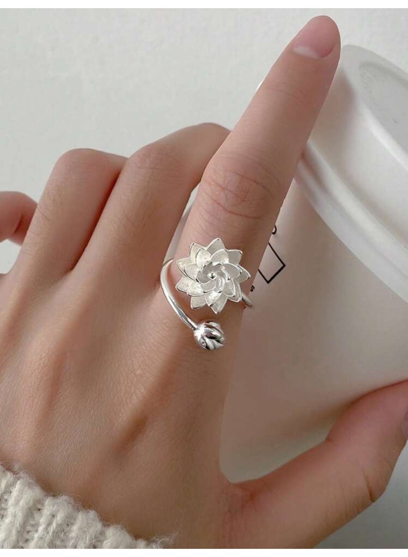 نيو ستايل خاتم نسائي بتصميم عصري وأنيق مطلي بالفضة 925 بمقاس موحد - Image 1