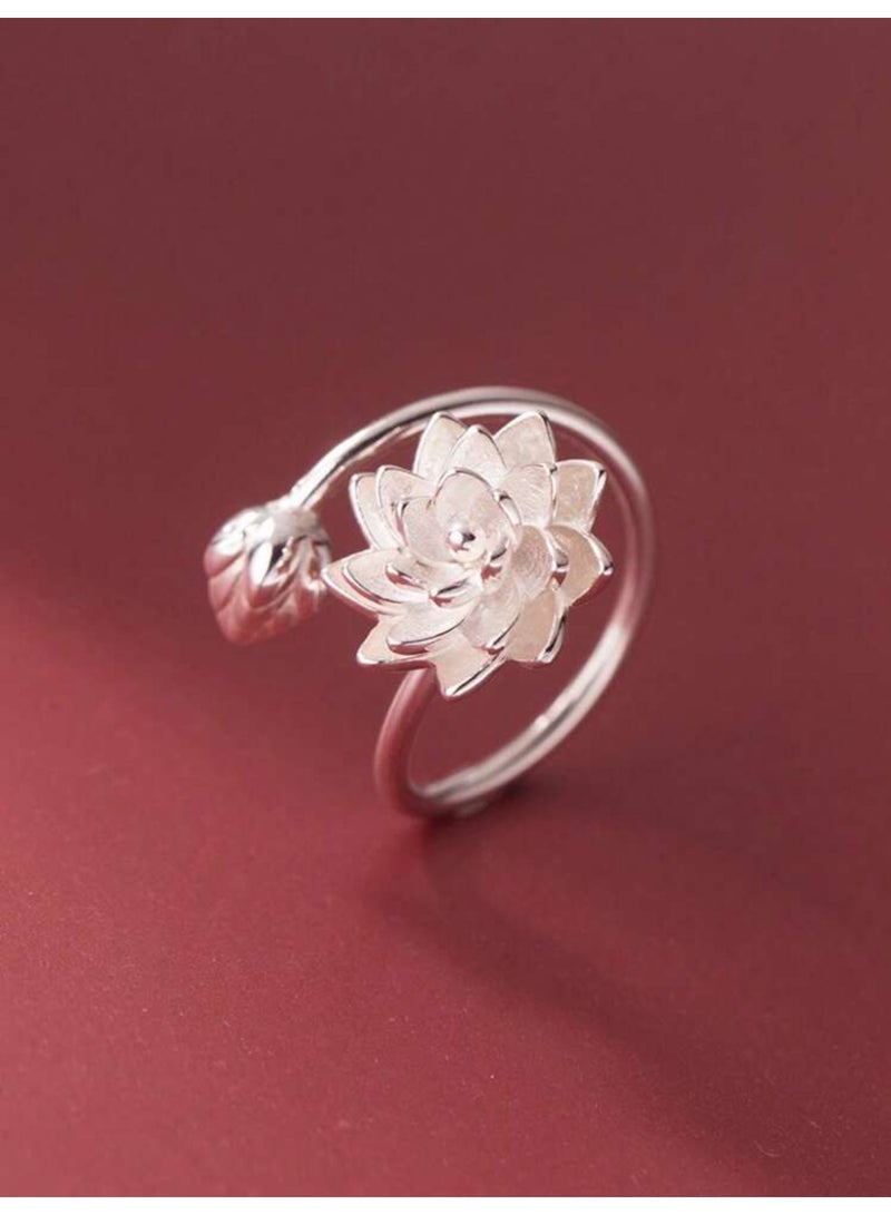 نيو ستايل خاتم نسائي بتصميم عصري وأنيق مطلي بالفضة 925 بمقاس موحد - Image 3