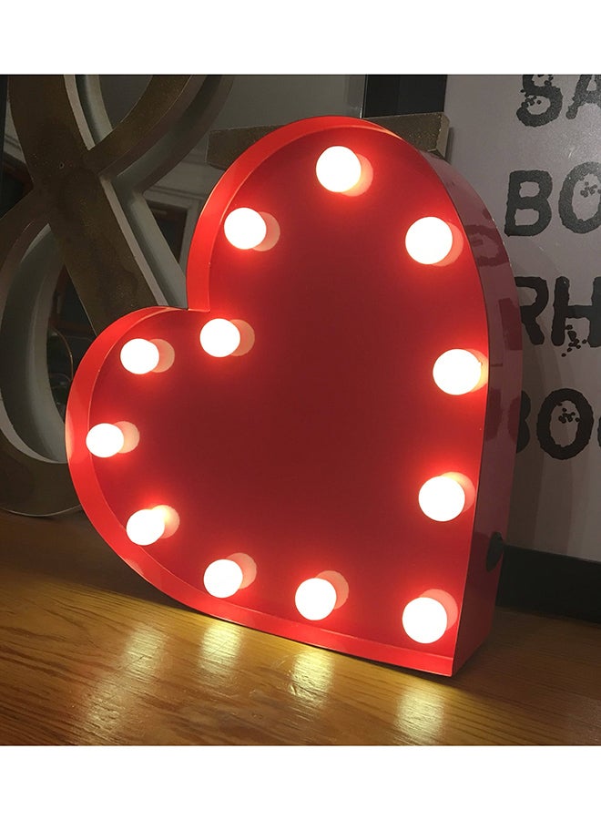 مصباح بإضاءة LED بتصميم قلب معدني لديكور المنزل أحمر 30x30سم - Image 3