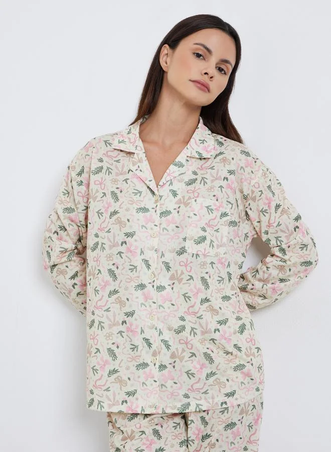 ستايلي طقم بيجاما من بنطال وبلوزة بأكمام طويلة