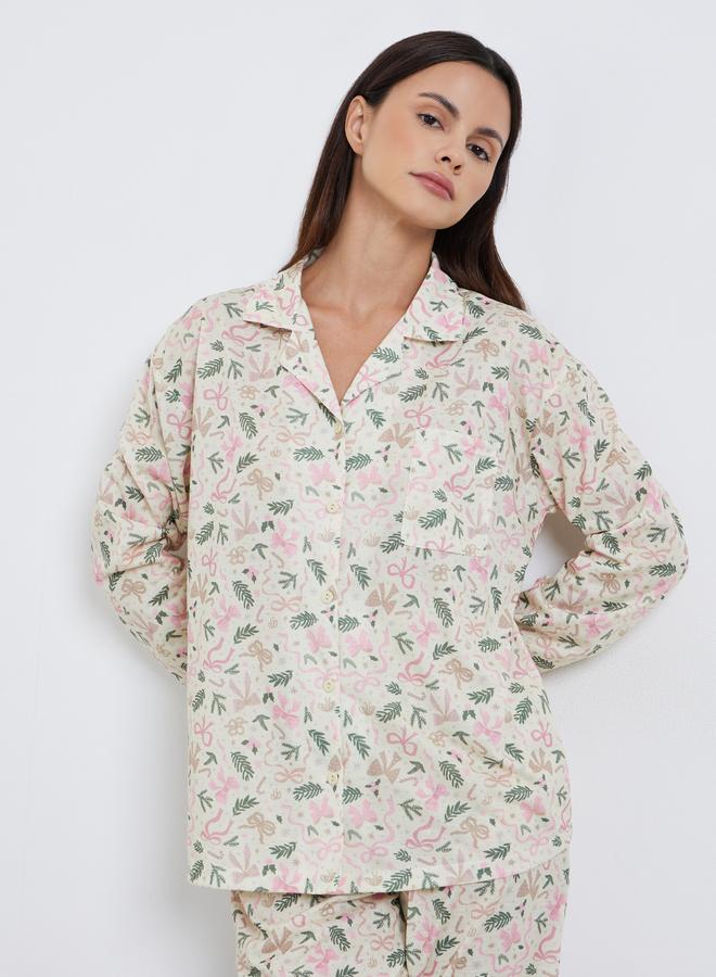 ستايلي طقم بيجاما من بنطال وبلوزة بأكمام طويلة - Image 2