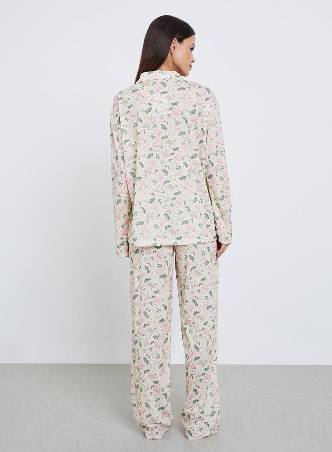 ستايلي طقم بيجاما من بنطال وبلوزة بأكمام طويلة - Image 5