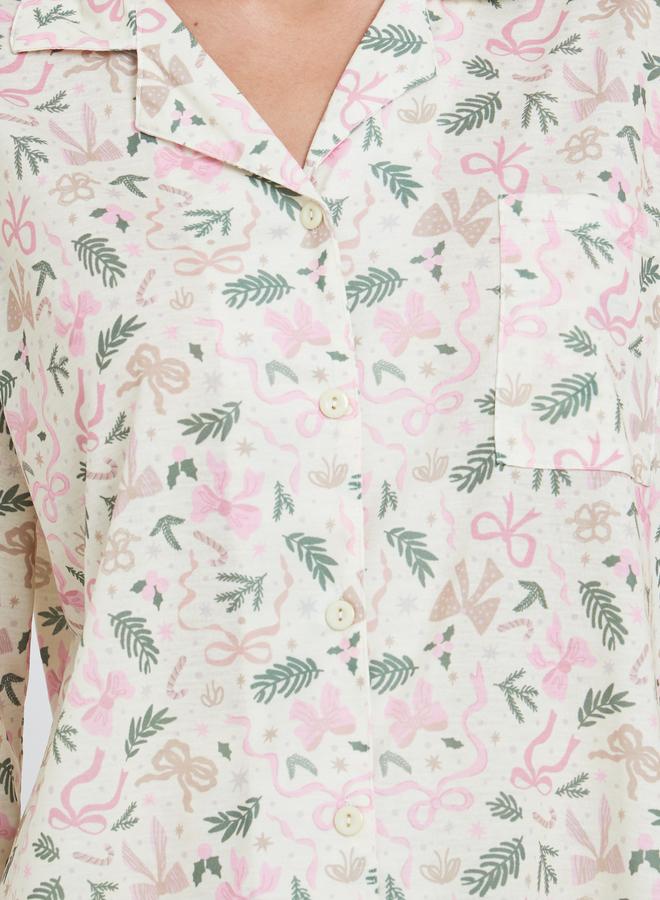 ستايلي طقم بيجاما من بنطال وبلوزة بأكمام طويلة - Image 4