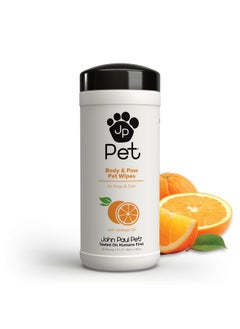 Body and Paw Pet Wipes for Dogs and Cats, 2-in-1, Infused with Aloe and Orange Oil, Soothe and Cleans, 45 Count