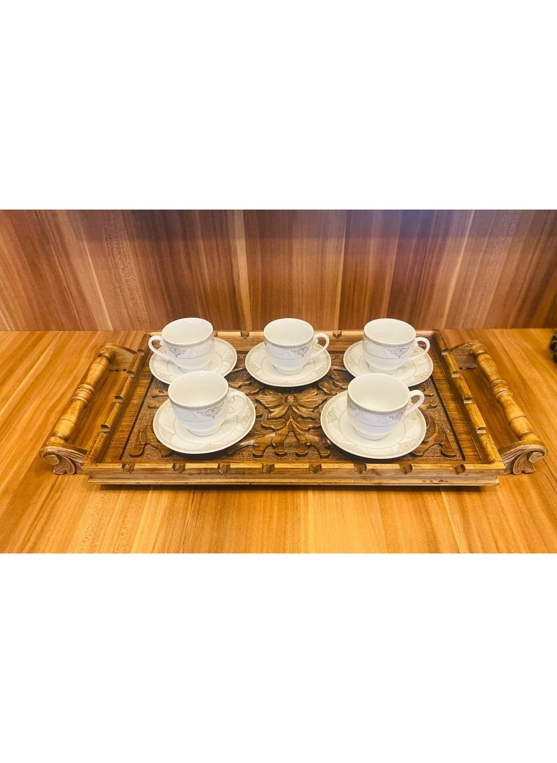 MYK Hediye ve Sanat Atölyesi MYK Gift and Art Workshop Walnut Tray Specially Engraved Walnut Tray Handmade  - Image 1