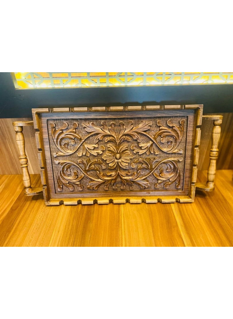 MYK Hediye ve Sanat Atölyesi MYK Gift and Art Workshop Walnut Tray Specially Engraved Walnut Tray Handmade  - Image 2