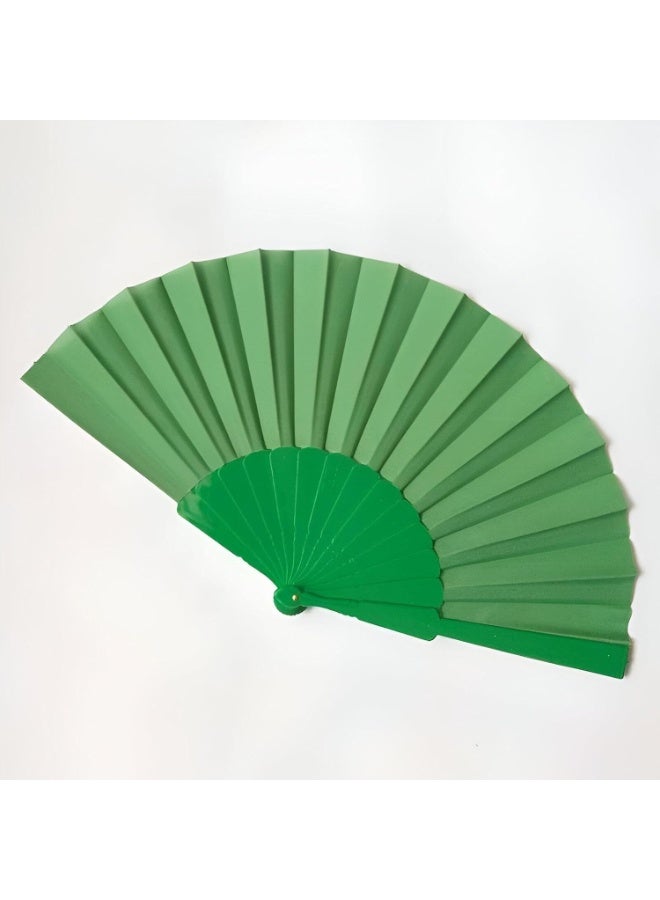 مروحة يدوية قابلة للطي على الطراز الكلاسيكي، مروحة يدوية من القماش قابلة للطي صينية/إسبانية لحفلات الزفاف، هدايا الحفلات، العروض، الرقص، ديكورات المنزل، المهرجانات، الهدايا (اخصر) - Image 1