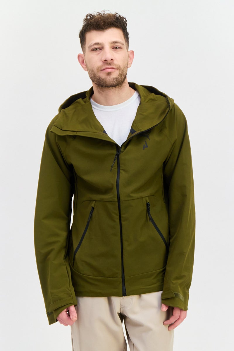 PUMA Men Sportswear Fit Long Sleeve Outdoor Hooded Jacket, Olive - Image 1