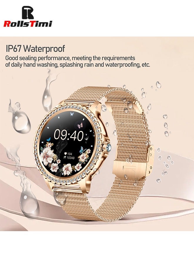 RollsTimi  Smart Watches for Women with Diamonds, 1.3”HD Screen Bluetooth Smartwatch for Android iOS Phones, Fitness Activity Trackers with Heart Rate/SpO2/BP/Sleep Monitor - Image 5