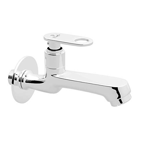Pixaflo Curio Brass Long Body Bib Cock Tap with Wall Flange (Chrome) - Image 1