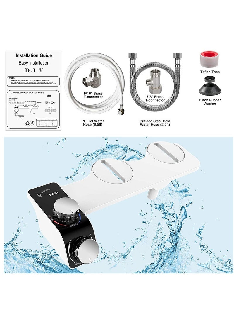 ارواق ملحق مقعد مرحاض بيديه غير كهربائي بفوهتين للتنظيف الذاتي للماء البارد والساخن مع أنبوب تنظيف ذاتي بحجم G1/2 - Image 5