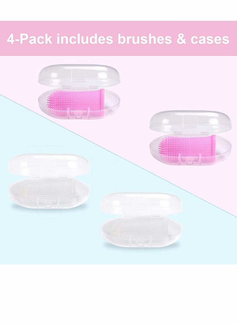 SYOSI Dog Toothbrush for Dog Teeth Cleaning Dog Fingerbrush Toothbrush Dog Tooth Brushing Kit Set of 4 Dog Finger Toothbrush Pet Toothbrush Pink/Clear  - Image 5