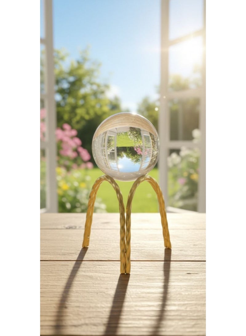 16cm crystal ball decoration on a metal stand