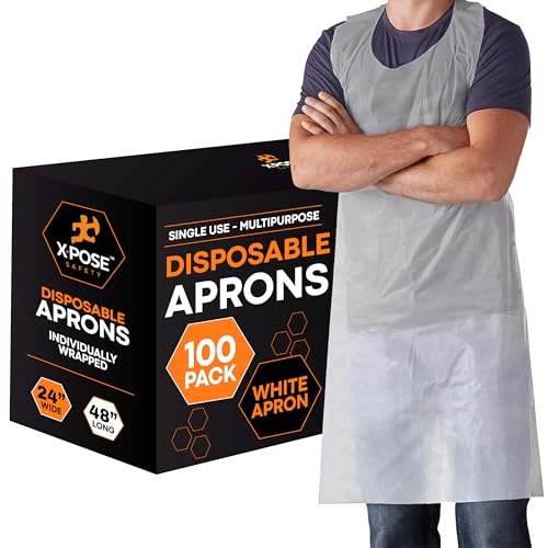 Xpose Safety Plastic Disposable Aprons for Cooking Individually Packaged Durable 1 Mil Waterproof Polyethylene 24" x 48" - Image 1