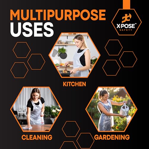 Xpose Safety Plastic Disposable Aprons for Cooking Individually Packaged Durable 1 Mil Waterproof Polyethylene 24" x 48" - Image 3