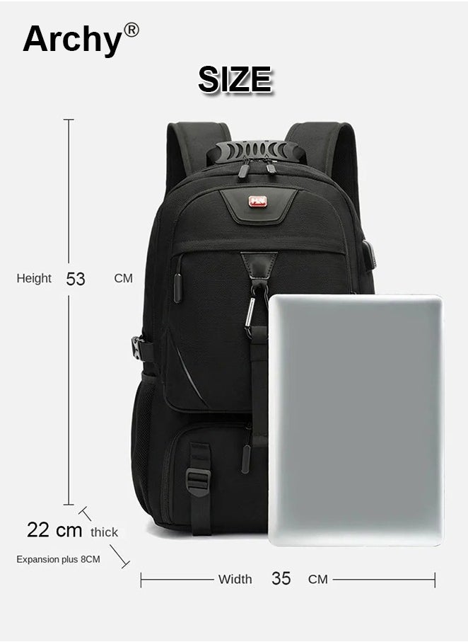 Archy - Unisex Hiking Backpack 60L Large Capacity Expandable Luggage Bag with USB Port Independent Shoes Compartment Travel Backpack - Image 1