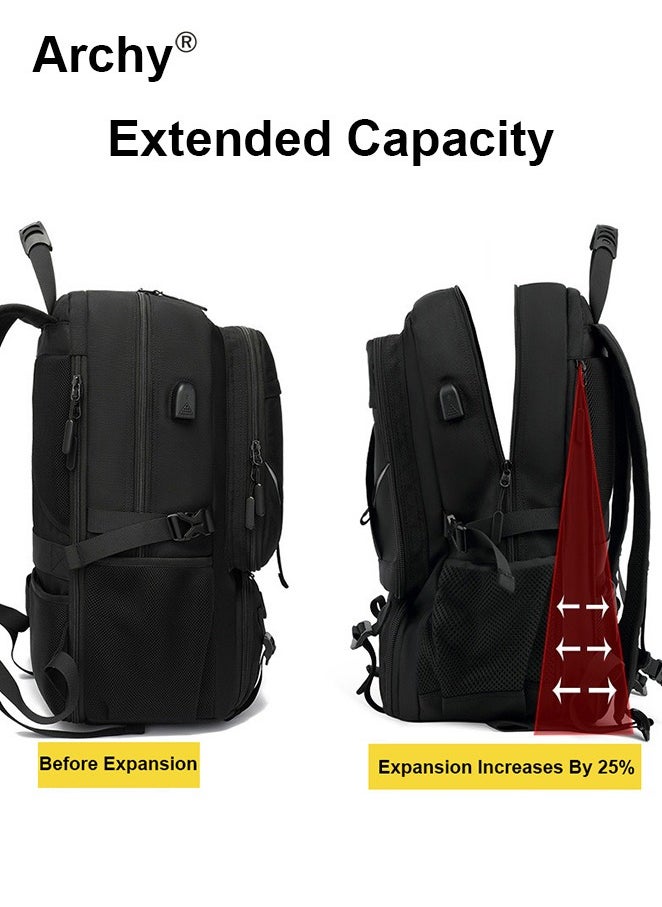Archy - Unisex Hiking Backpack 60L Large Capacity Expandable Luggage Bag with USB Port Independent Shoes Compartment Travel Backpack - Image 1