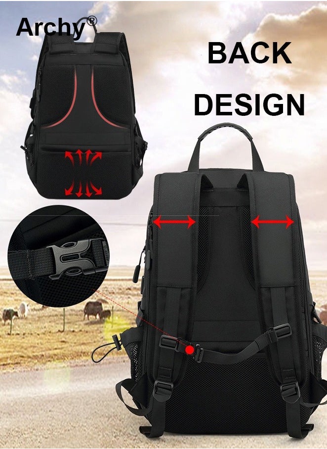 Archy - Unisex Hiking Backpack 60L Large Capacity Expandable Luggage Bag with USB Port Independent Shoes Compartment Travel Backpack - Image 1