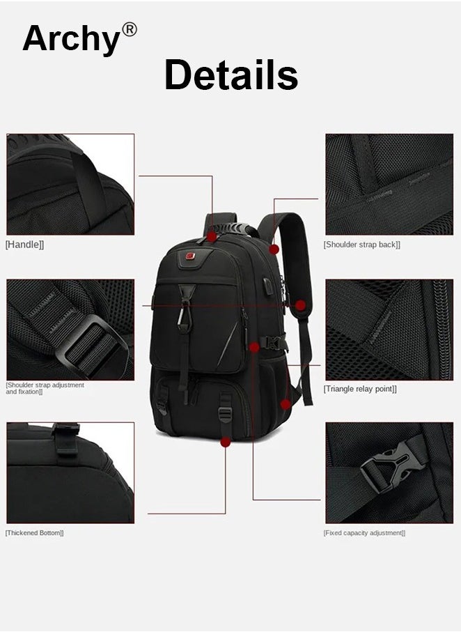 Archy - Unisex Hiking Backpack 60L Large Capacity Expandable Luggage Bag with USB Port Independent Shoes Compartment Travel Backpack - Image 1