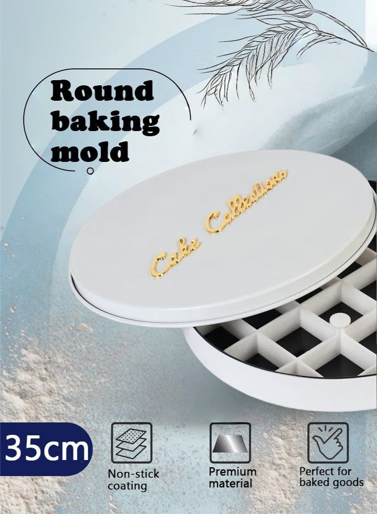 PHISMA Dessert baking box, non-stick cake container, cake box with dividers - round, pure white. - Image 2