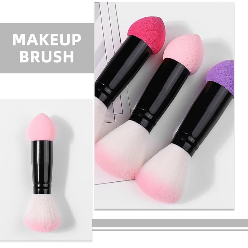 ABOOFAN 6pcs Dual-ended Blush and Powder Brushes Set, Synthetic Face Makeup Brushes for Cream and Liquid Foundation, Contour and Concealer Application, Portable Cosmetic Tool - Image 3