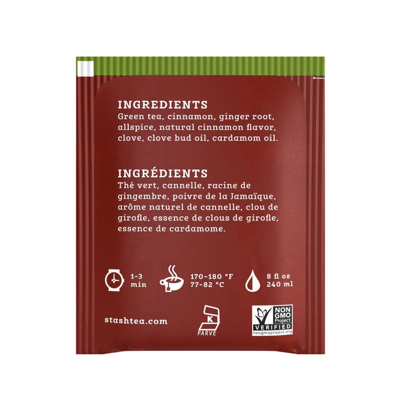 Stash Tea Chai Green Tea - Caffeinated, Non-GMO Project Verified Premium Tea with No Artificial Ingredients, 20 Count (Pack of 6) - 120 Bags Total - Image 3