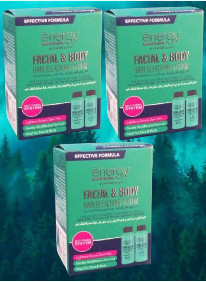 ENERGY COSMETICS 3 Pieces Facial And Body Hair Bleaching System 40 Grams And 60ml  - Image 1
