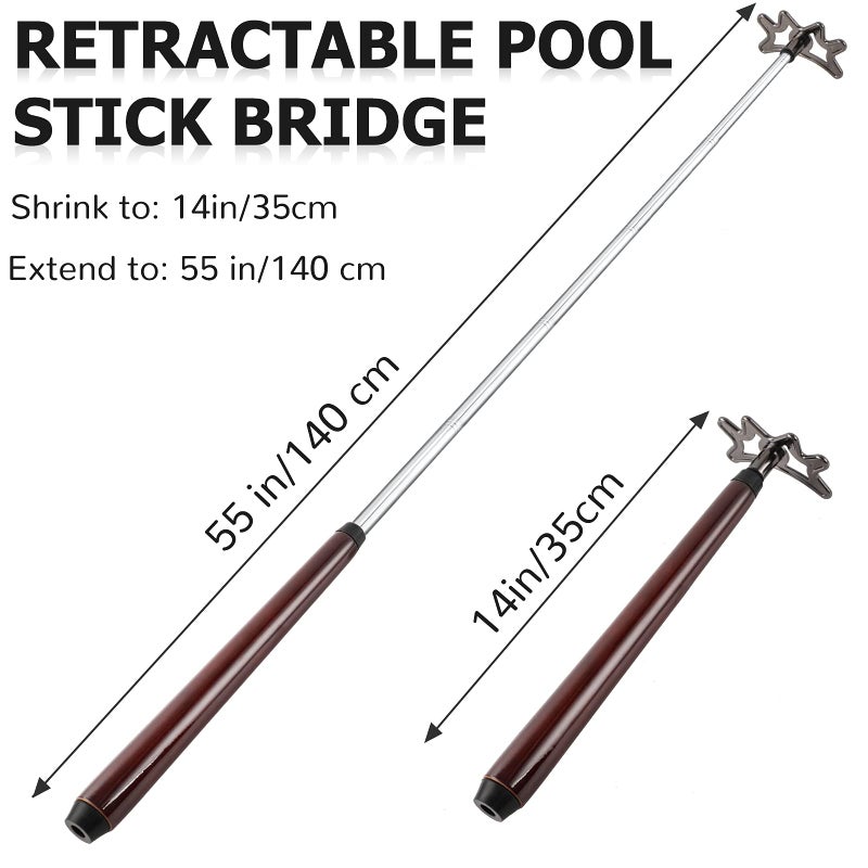 Sumind Retractable Pool Bridge Stick - Billiards Cue Bridge with Removable Head and Wooden Handle, Ideal for Pool Table Play(Brown) - Image 3