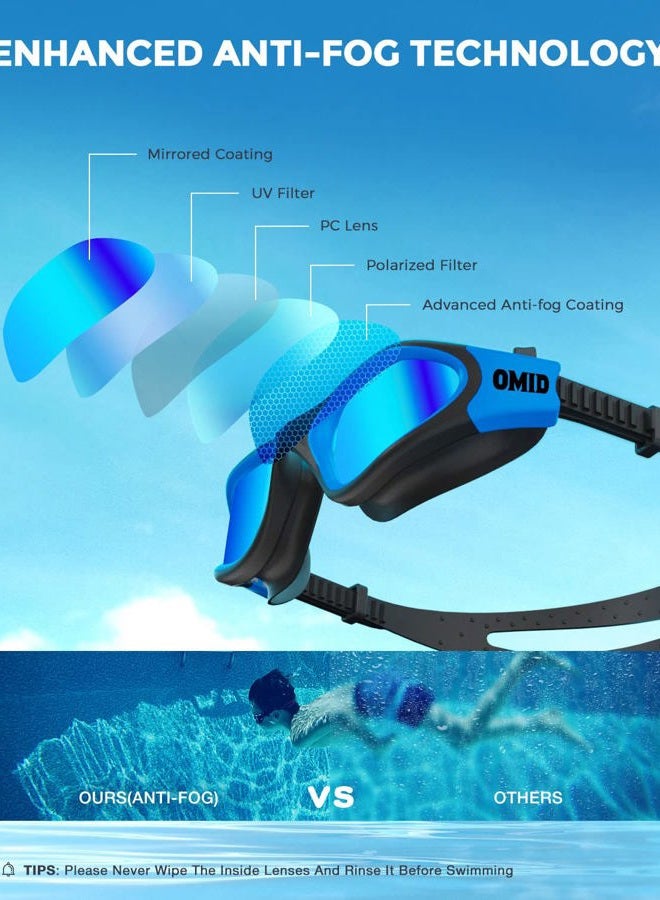 OMID Kids Swim Goggles, 2 Packs Comfortable Polarized Swimming Goggles Age 6-14 One Size - Image 4
