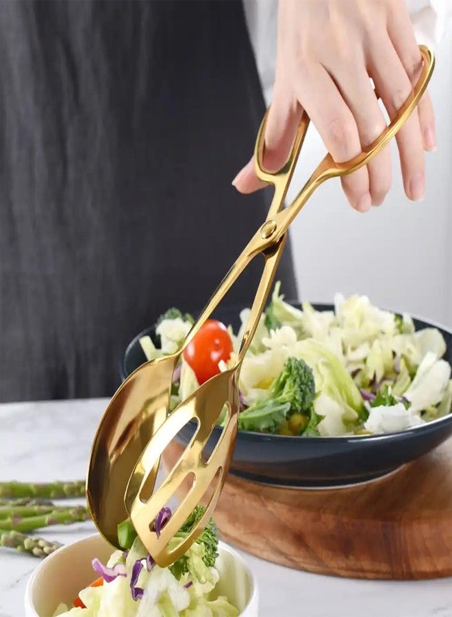 SUPROD 2 Pack Gold Serving Tongs Buffet for Kitchen Cooking 10 Inch Stainless Steel Salad Tongs Serving Utensils for Wedding Party Catering (Gold) - Image 2