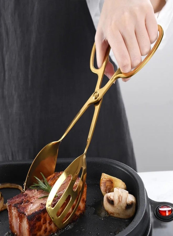 SUPROD 2 Pack Gold Serving Tongs Buffet for Kitchen Cooking 10 Inch Stainless Steel Salad Tongs Serving Utensils for Wedding Party Catering (Gold) - Image 3