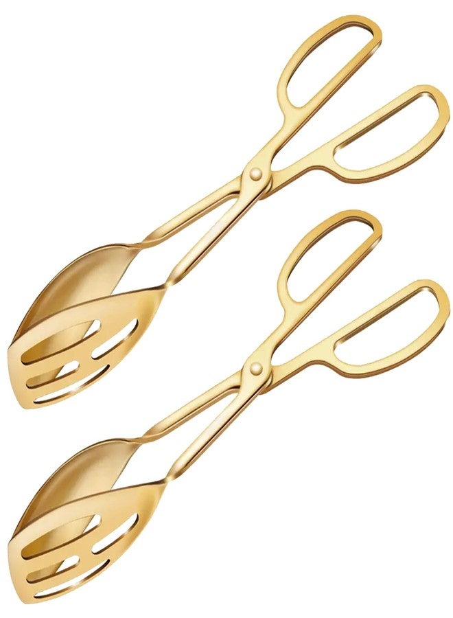 SUPROD 2 Pack Gold Serving Tongs Buffet for Kitchen Cooking 10 Inch Stainless Steel Salad Tongs Serving Utensils for Wedding Party Catering (Gold) - Image 1