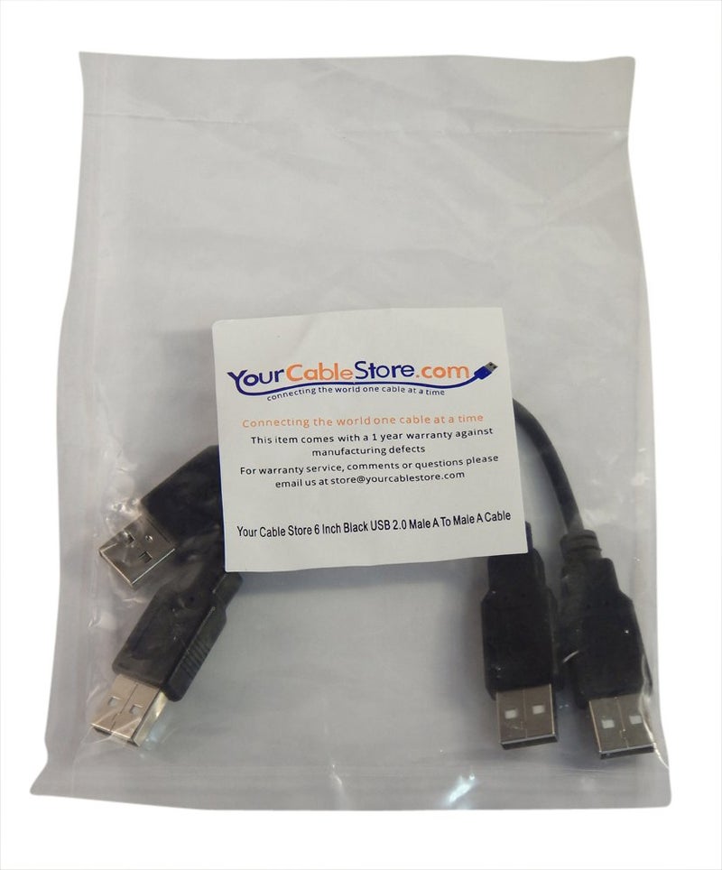 Your Cable Store Black USB 2.0 High Speed Male A to Male A Cable (0.5 Ft 2 Pack) - Image 2