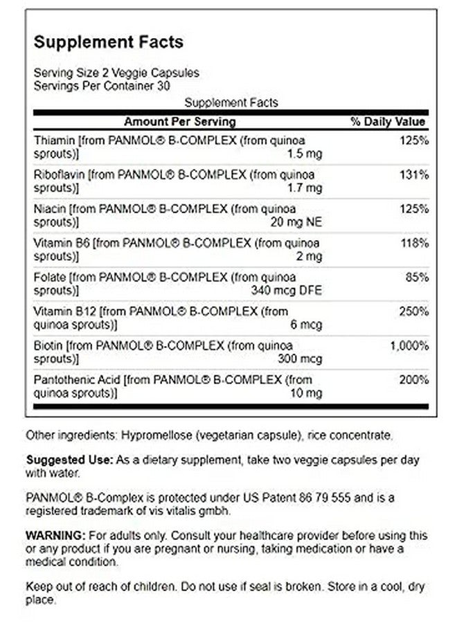 Swanson Real Food Vitamin B-Complex 60 Veg Capsules - Image 2