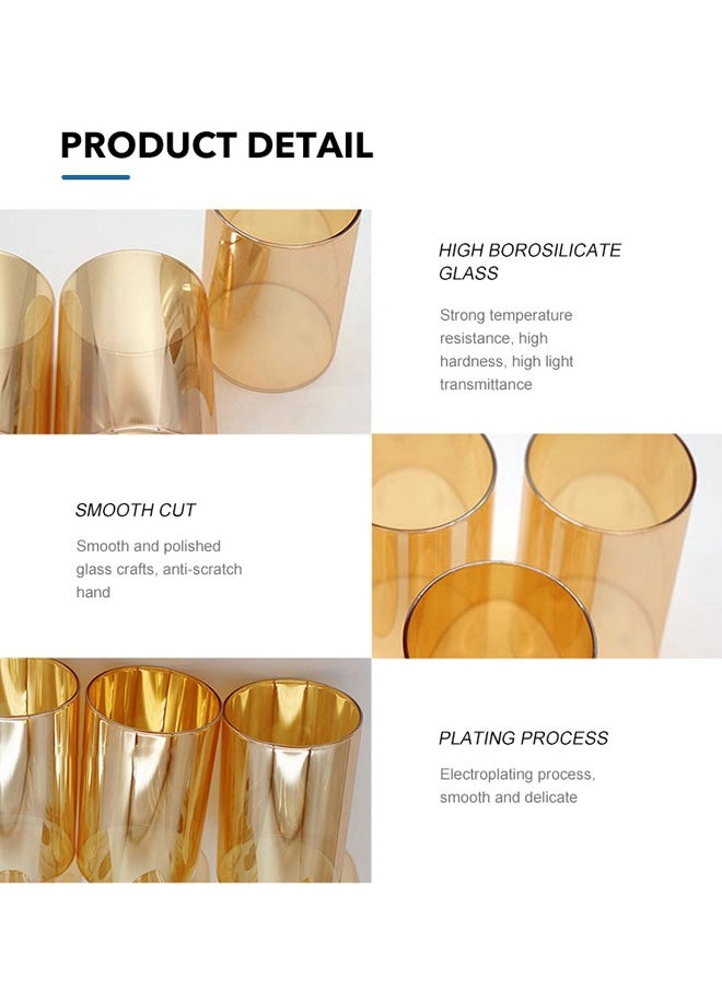 XIANGYU - 2-Piece Champagne Amber Colored Glass Cylinder Tube Sleeve Chimney Candle Cover Bottomless with Both End Open for Wedding Decoration - Image 1