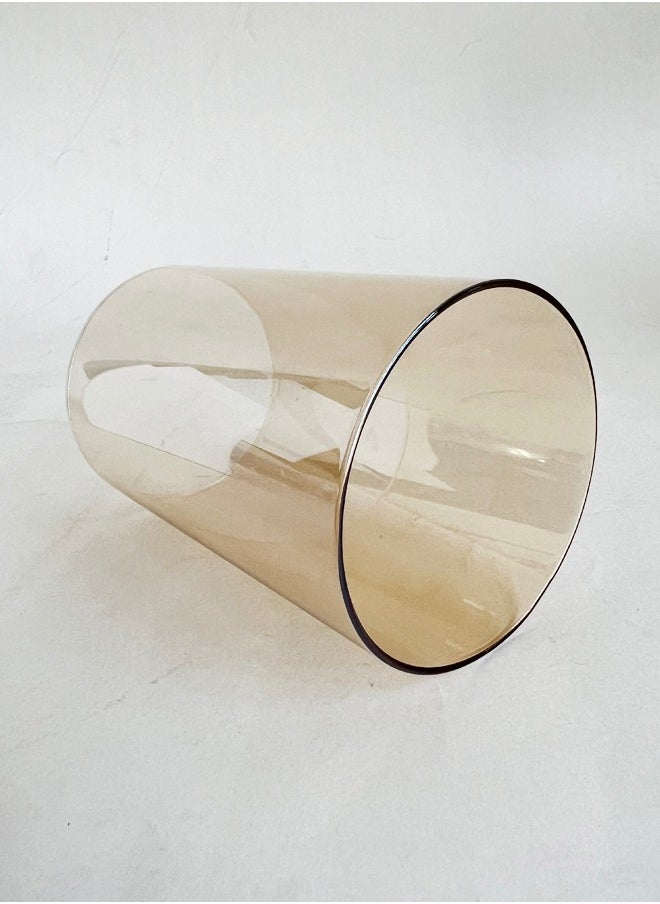 XIANGYU - 2-Piece Champagne Amber Colored Glass Cylinder Tube Sleeve Chimney Candle Cover Bottomless with Both End Open for Wedding Decoration - Image 1