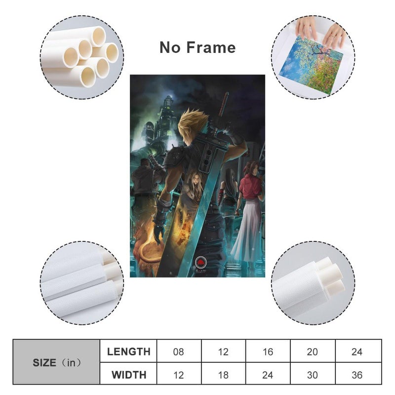 Thcbme Final Fan-tasy VII Remake Canvas Art Posters Wall Art Pictures Prints Modern Family Bedroom Decor UnFramed,16x24inch(40x60cm) - Image 2