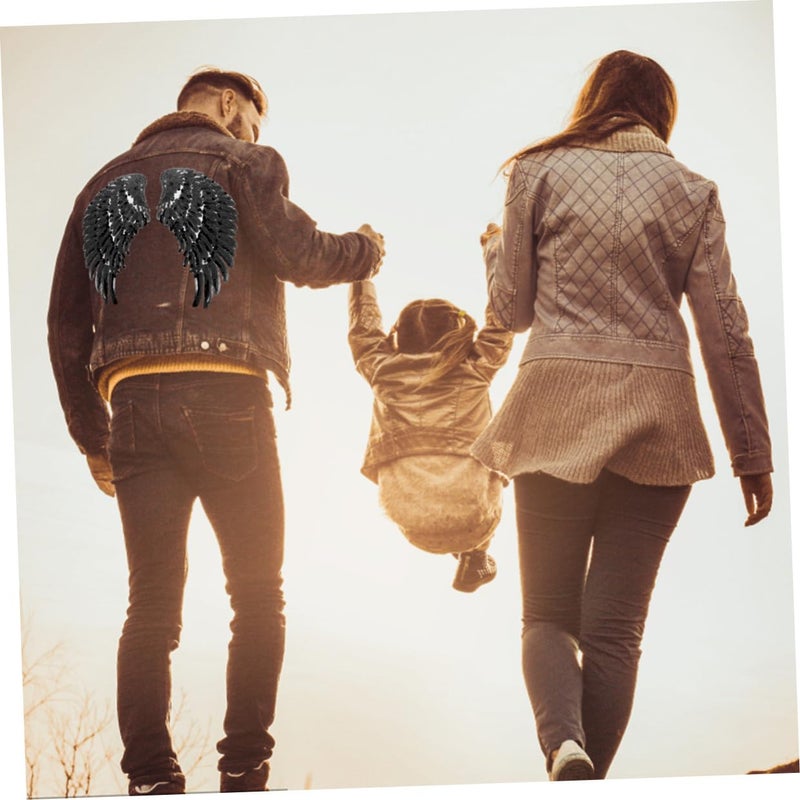 Black Sequin Angel Wings Patch DIY Embroidered Applique for Jackets Backpacks Costume Sewing - Image 5