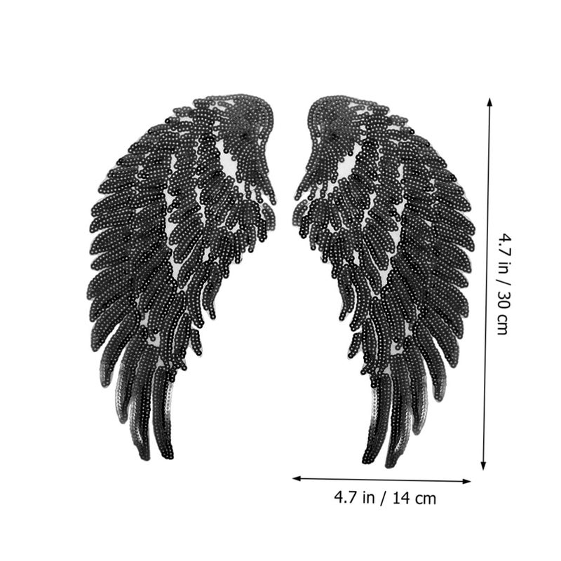Black Sequin Angel Wings Patch DIY Embroidered Applique for Jackets Backpacks Costume Sewing - Image 3