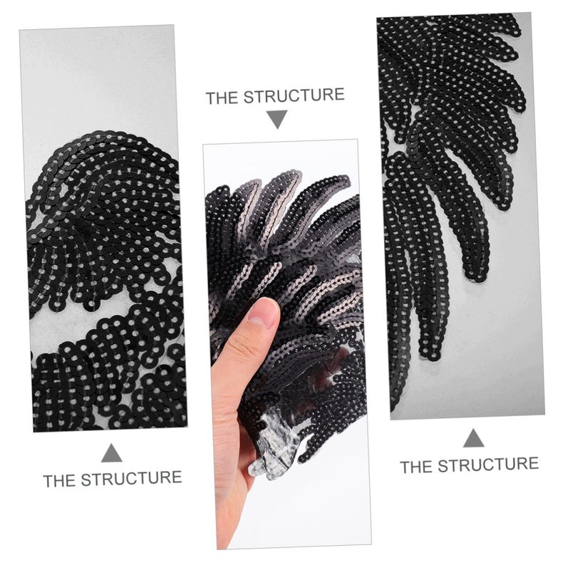Black Sequin Angel Wings Patch DIY Embroidered Applique for Jackets Backpacks Costume Sewing - Image 4