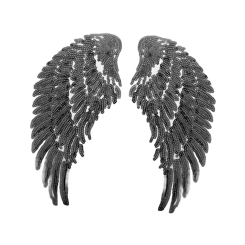 Black Sequin Angel Wings Patch DIY Embroidered Applique for Jackets Backpacks Costume Sewing - Image 2