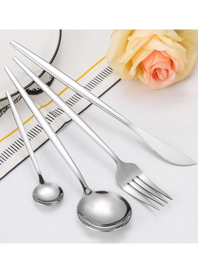 Arabest - Cutlery Set, 24 Pieces Silver Set, Stainless Steel Cutlery, Western Set Including Knife/fork/spoon, Suitable for Family Travel - Image 1