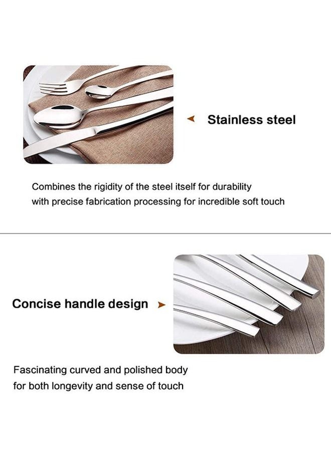 Arabest - Cutlery Set, 24 Pieces Silver Set, Stainless Steel Cutlery, Western Set Including Knife/fork/spoon, Suitable for Family Travel - Image 1