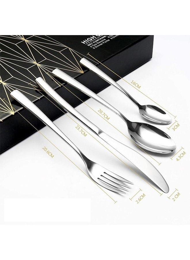 Arabest - Cutlery Set, 24 Pieces Silver Set, Stainless Steel Cutlery, Western Set Including Knife/fork/spoon, Suitable for Family Travel - Image 1