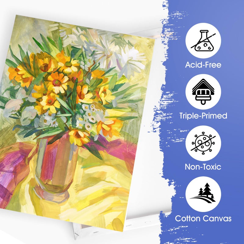 ESRICH Stretched Canvas for Painting 12x16 Inch, 2 Pack Blank Canvas -5/8 in Profile Primed Cotton White Canvases for Painting for Oil & Acrylic Paint - Image 4