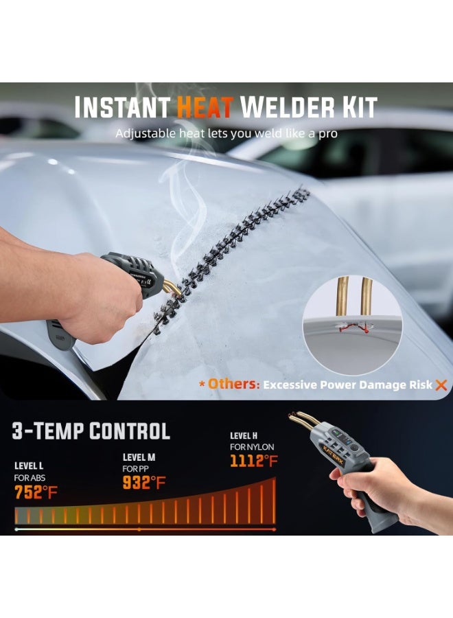 Katerk Cordless Plastic Welder – 400 Staples Included, 3-Temperature Settings, USB Rechargeable Portable Plastic Welding Kit, Perfect for DIY Projects, plastic/Bumper/Toys Repair - Image 2