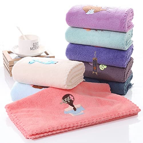 CLUZE Microfiber Wash Towels Quick Absorbent Soft Coral Fleece Kids Handkerchief- Face Towel for Girls Cute Doll Embroidered Hanky, Baby Shower Gift (35x75 cm) (Pink) - Image 2